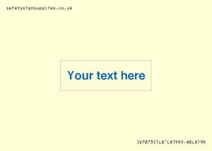 Custom blank information sign. Blue text, plain background